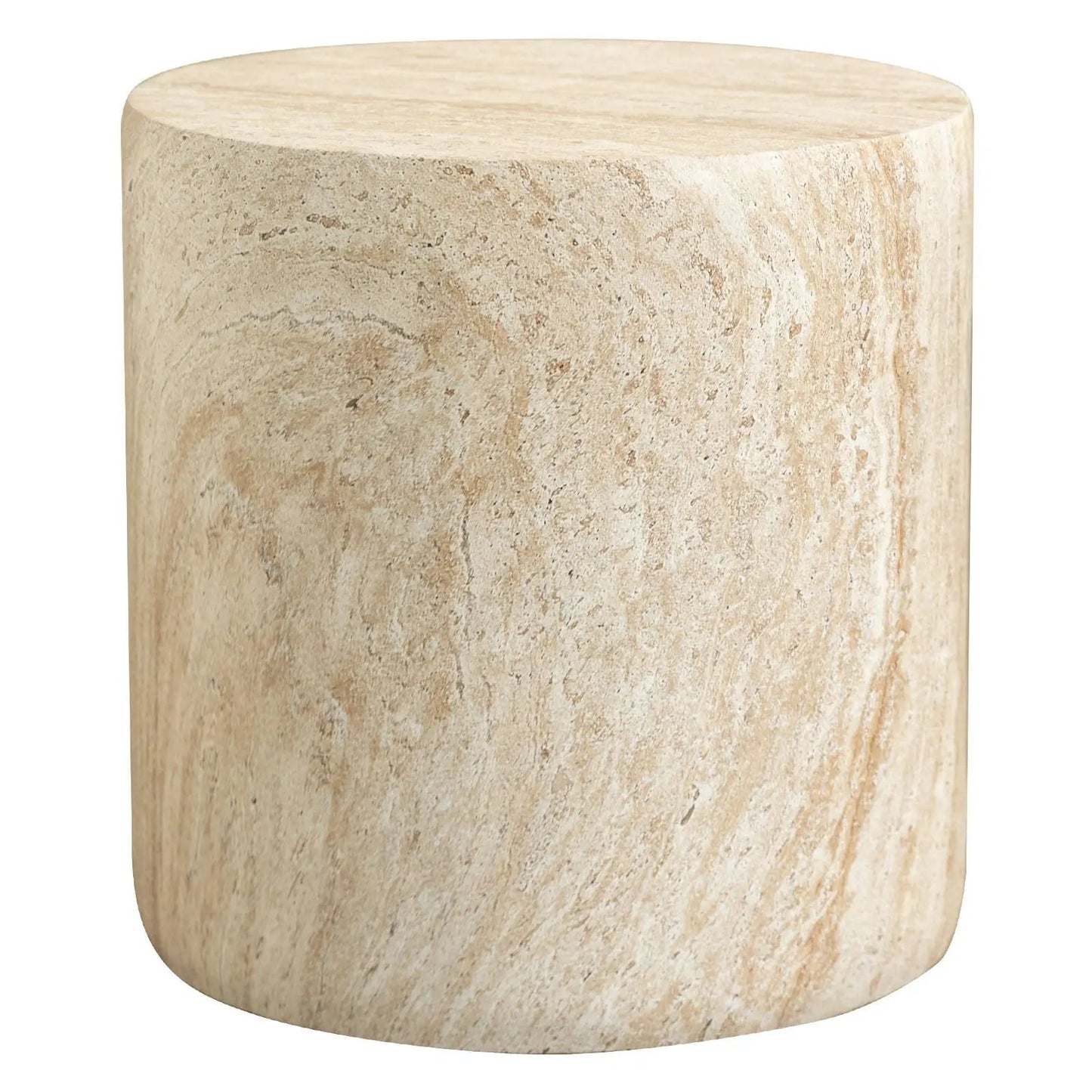 Vintara Round Fiberstone Side Table with Brushed Finish – Indoor & Outdoor Accent Table