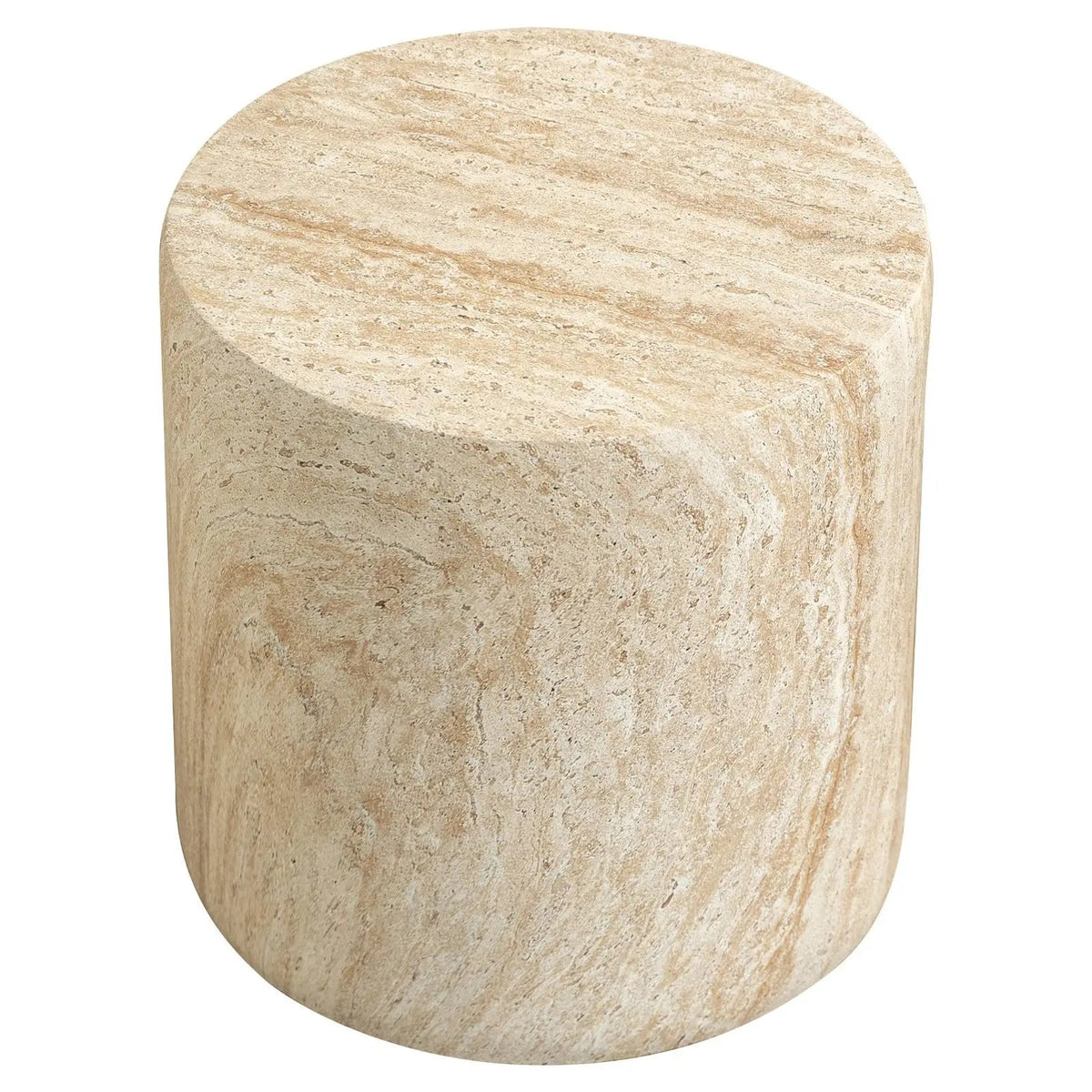 Vintara Round Fiberstone Side Table with Brushed Finish – Indoor & Outdoor Accent Table