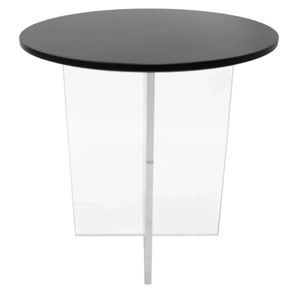 Valore Side Table with Round MDF Tabletop and Sturdy Acrylic Cross Base - Elax Furniture
