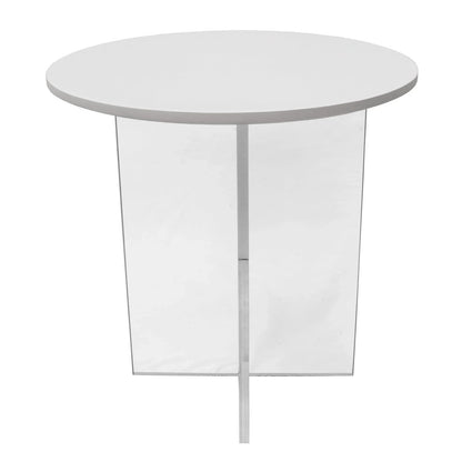 Valore Side Table with Round MDF Tabletop and Sturdy Acrylic Cross Base - Elax Furniture