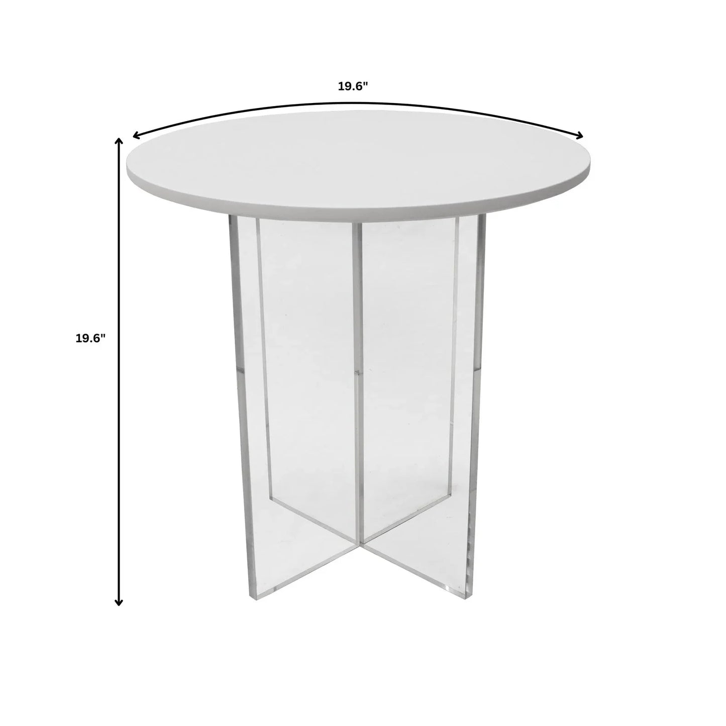 Valore Side Table with Round MDF Tabletop and Sturdy Acrylic Cross Base - Elax Furniture