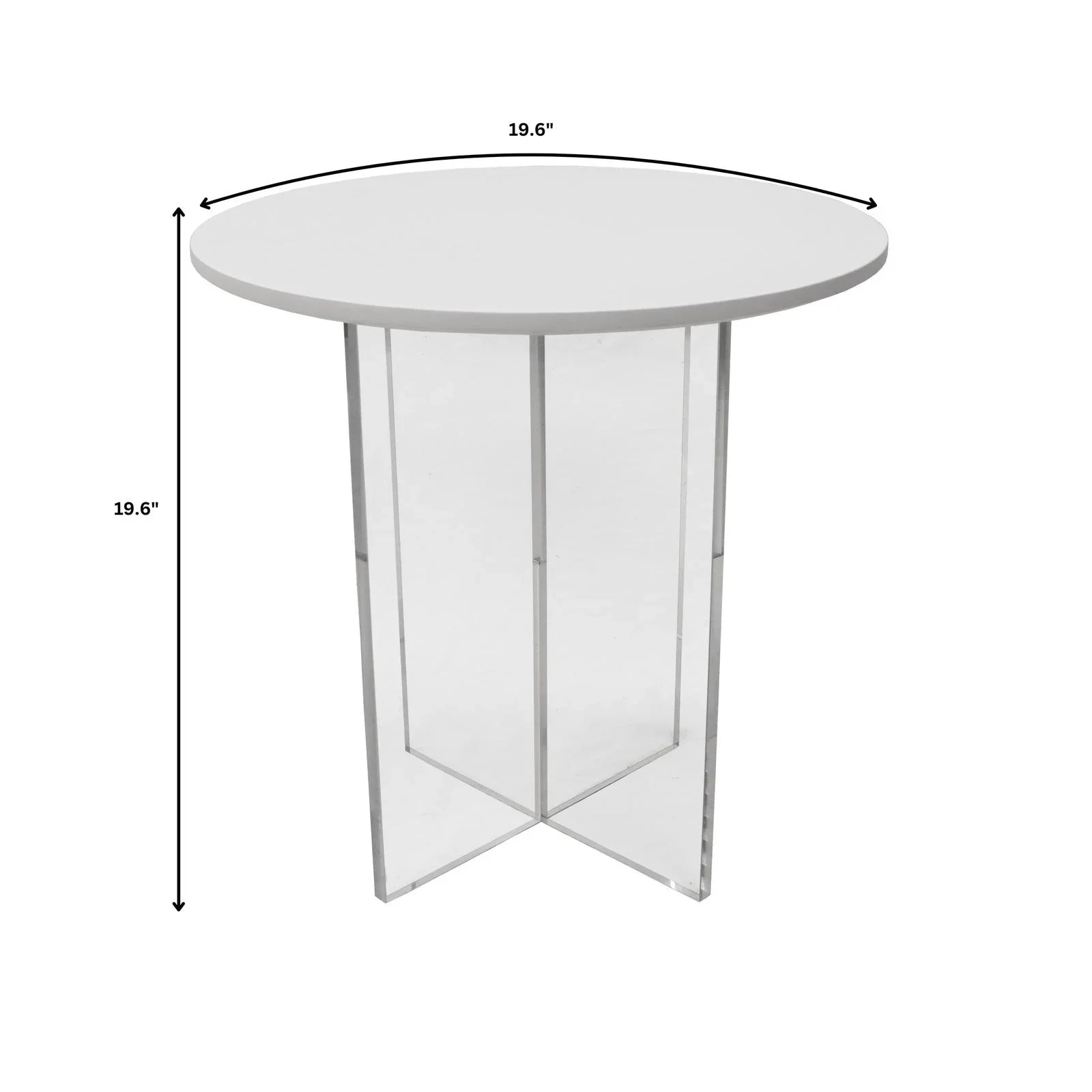 Valore Side Table with Round MDF Tabletop and Sturdy Acrylic Cross Base - Elax Furniture
