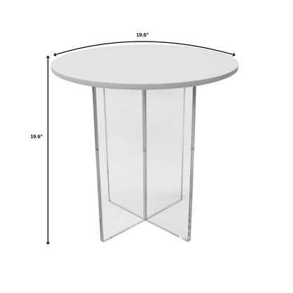 Valore Side Table with Round MDF Tabletop and Sturdy Acrylic Cross Base - Elax Furniture