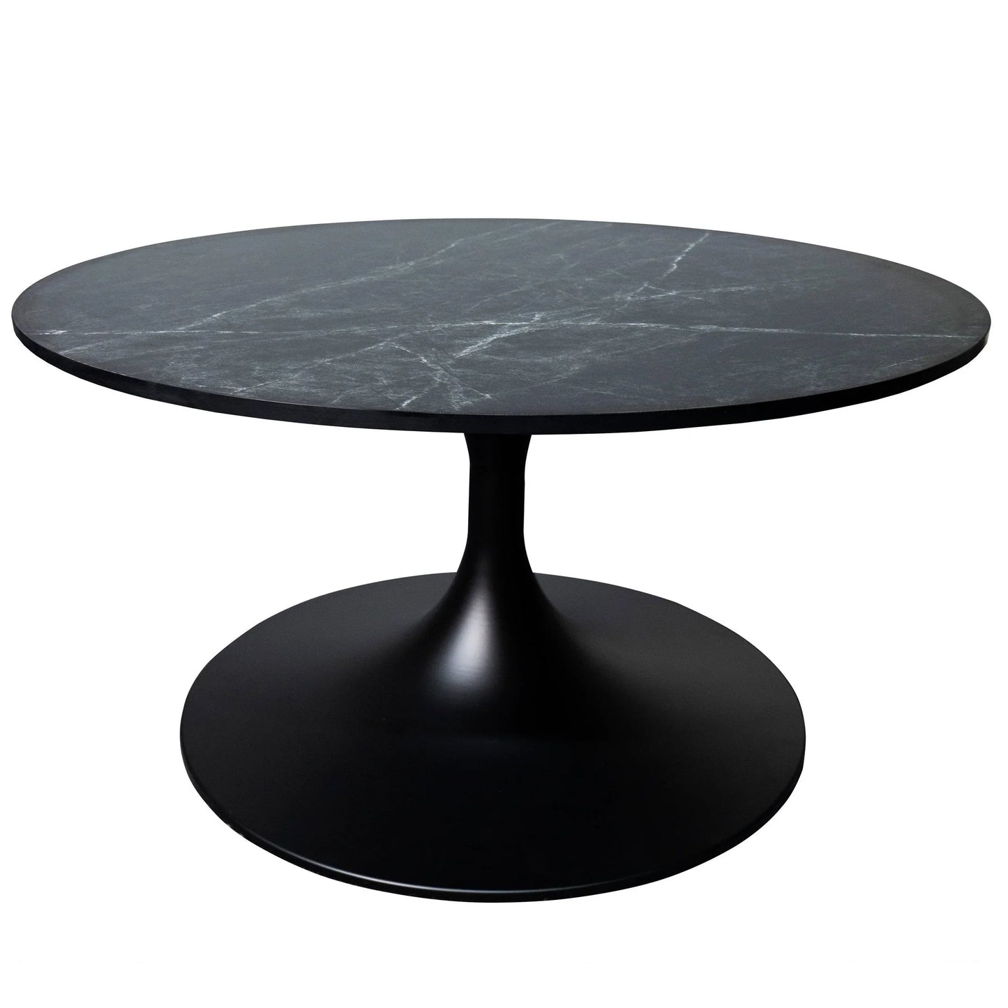 Verve 27” Round Coffee Table with MDF Top and Stainless Steel Base - Elax Furniture