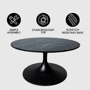 Verve 27” Round Coffee Table with MDF Top and Stainless Steel Base - Elax Furniture