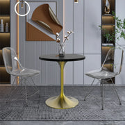 Verve Round Dining Table with MDF/Sintered Stone/Resin Tabletop in Gold Stainless Steel Pedestal Base - Elax Furniture