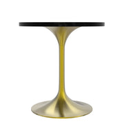 Verve Round Dining Table with MDF/Sintered Stone/Resin Tabletop in Gold Stainless Steel Pedestal Base - Elax Furniture