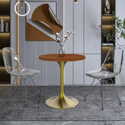 Verve Round Dining Table with MDF/Sintered Stone/Resin Tabletop in Gold Stainless Steel Pedestal Base - Elax Furniture