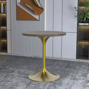 Verve Round Dining Table with MDF/Sintered Stone/Resin Tabletop in Gold Stainless Steel Pedestal Base - Elax Furniture