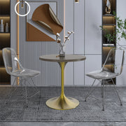 Verve Round Dining Table with MDF/Sintered Stone/Resin Tabletop in Gold Stainless Steel Pedestal Base - Elax Furniture