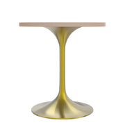 Verve Round Dining Table with MDF/Sintered Stone/Resin Tabletop in Gold Stainless Steel Pedestal Base - Elax Furniture