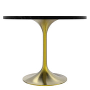 Verve Round Dining Table with MDF/Sintered Stone/Resin Tabletop in Gold Stainless Steel Pedestal Base - Elax Furniture