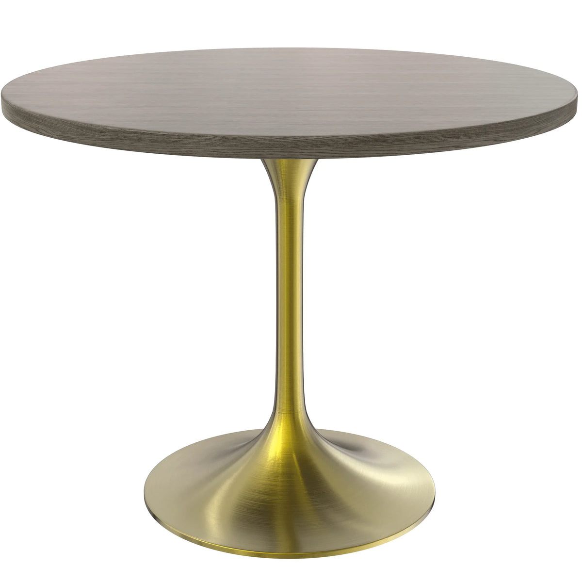 Verve Round Dining Table with MDF/Sintered Stone/Resin Tabletop in Gold Stainless Steel Pedestal Base - Elax Furniture