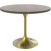 Verve Round Dining Table with MDF/Sintered Stone/Resin Tabletop in Gold Stainless Steel Pedestal Base - Elax Furniture