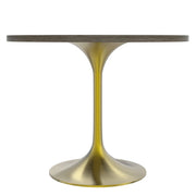 Verve Round Dining Table with MDF/Sintered Stone/Resin Tabletop in Gold Stainless Steel Pedestal Base - Elax Furniture
