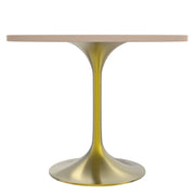 Verve Round Dining Table with MDF/Sintered Stone/Resin Tabletop in Gold Stainless Steel Pedestal Base - Elax Furniture