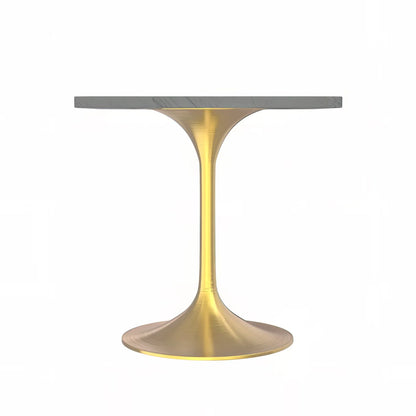 Verve Square Dining Table with a Laminated White Marbleized Tabletop and Brushed Gold Stainless Steel Base - Elax Furniture