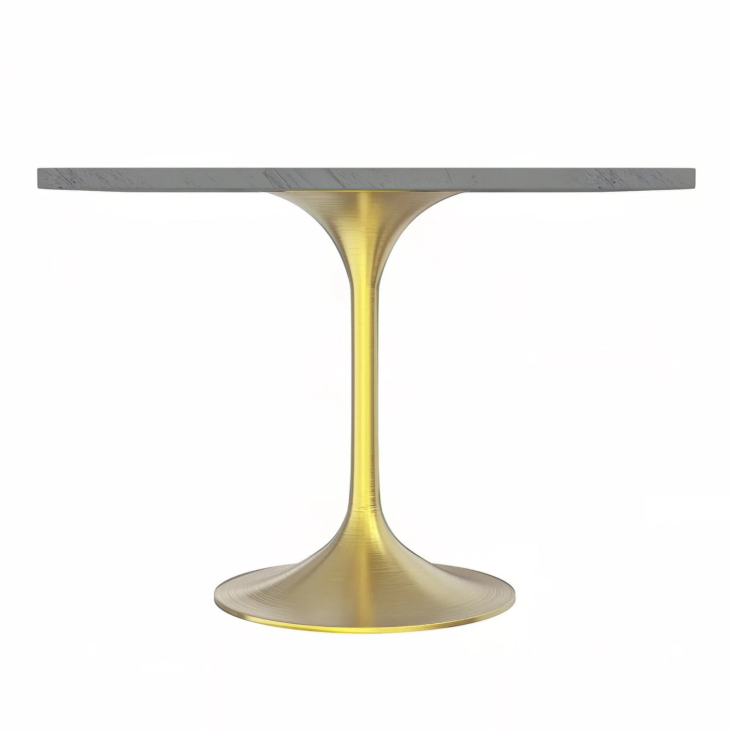Verve Square Dining Table with a Laminated White Marbleized Tabletop and Brushed Gold Stainless Steel Base - Elax Furniture