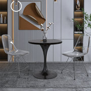 Verve Round Dining Table with MDF/Sintered Stone/Resin Tabletop in Black Stainless Steel Pedestal Base - Elax Furniture