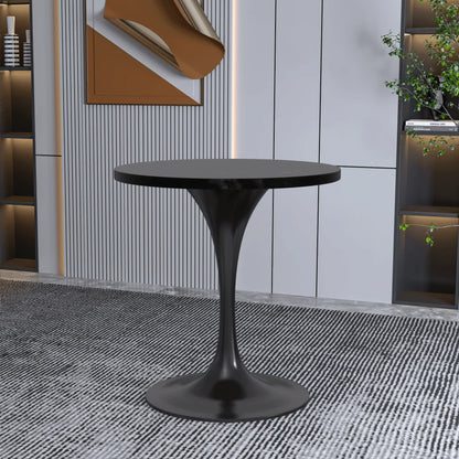 Verve Round Dining Table with MDF/Sintered Stone/Resin Tabletop in Black Stainless Steel Pedestal Base - Elax Furniture