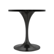 Verve Round Dining Table with MDF/Sintered Stone/Resin Tabletop in Black Stainless Steel Pedestal Base - Elax Furniture