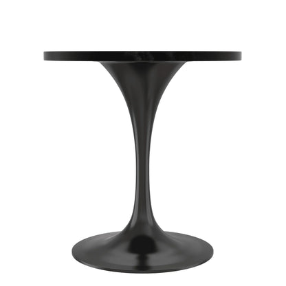 Verve Round Dining Table with MDF/Sintered Stone/Resin Tabletop in Black Stainless Steel Pedestal Base - Elax Furniture