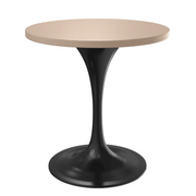 Verve Round Dining Table with MDF/Sintered Stone/Resin Tabletop in Black Stainless Steel Pedestal Base - Elax Furniture