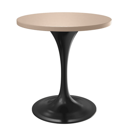 Verve Round Dining Table with MDF/Sintered Stone/Resin Tabletop in Black Stainless Steel Pedestal Base - Elax Furniture