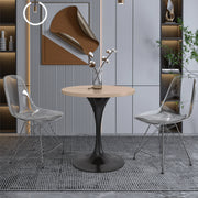 Verve Round Dining Table with MDF/Sintered Stone/Resin Tabletop in Black Stainless Steel Pedestal Base - Elax Furniture
