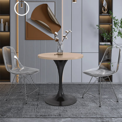 Verve Round Dining Table with MDF/Sintered Stone/Resin Tabletop in Black Stainless Steel Pedestal Base - Elax Furniture