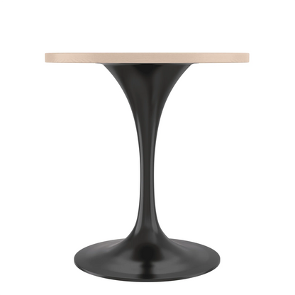 Verve Round Dining Table with MDF/Sintered Stone/Resin Tabletop in Black Stainless Steel Pedestal Base - Elax Furniture