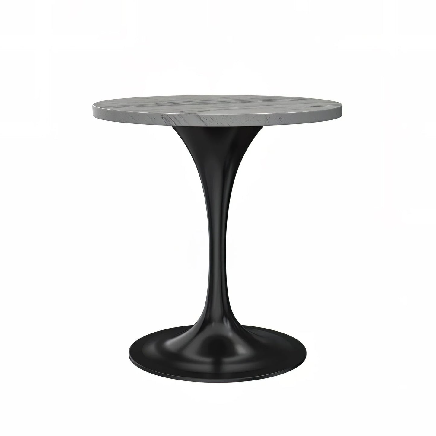 Verve Round Dining Table with MDF/Sintered Stone/Resin Tabletop in Black Stainless Steel Pedestal Base - Elax Furniture