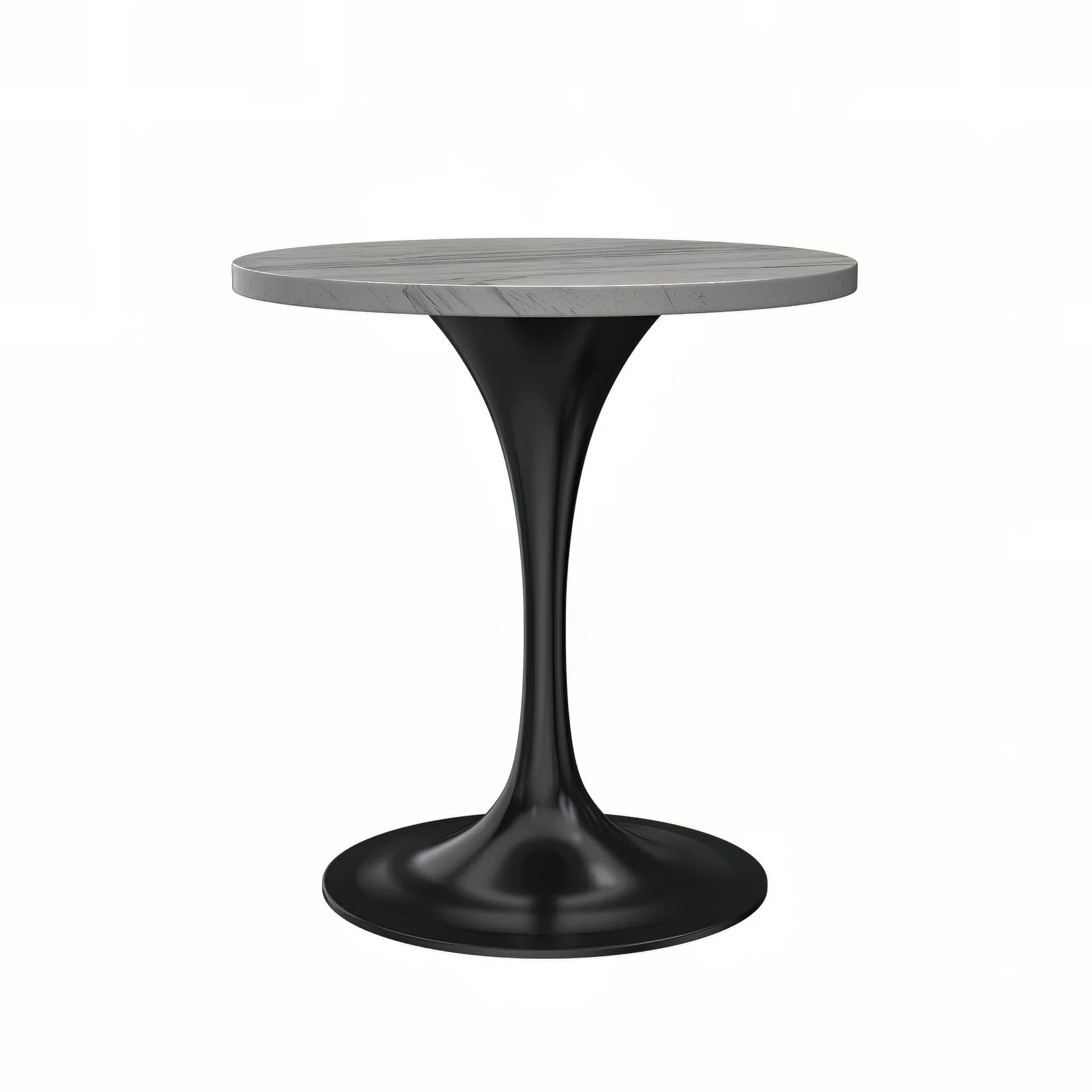 Verve Round Dining Table with MDF/Sintered Stone/Resin Tabletop in Black Stainless Steel Pedestal Base - Elax Furniture