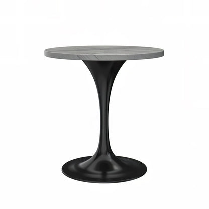 Verve Round Dining Table with MDF/Sintered Stone/Resin Tabletop in Black Stainless Steel Pedestal Base - Elax Furniture