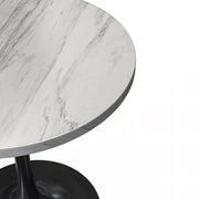 Verve Round Dining Table with MDF/Sintered Stone/Resin Tabletop in Black Stainless Steel Pedestal Base - Elax Furniture