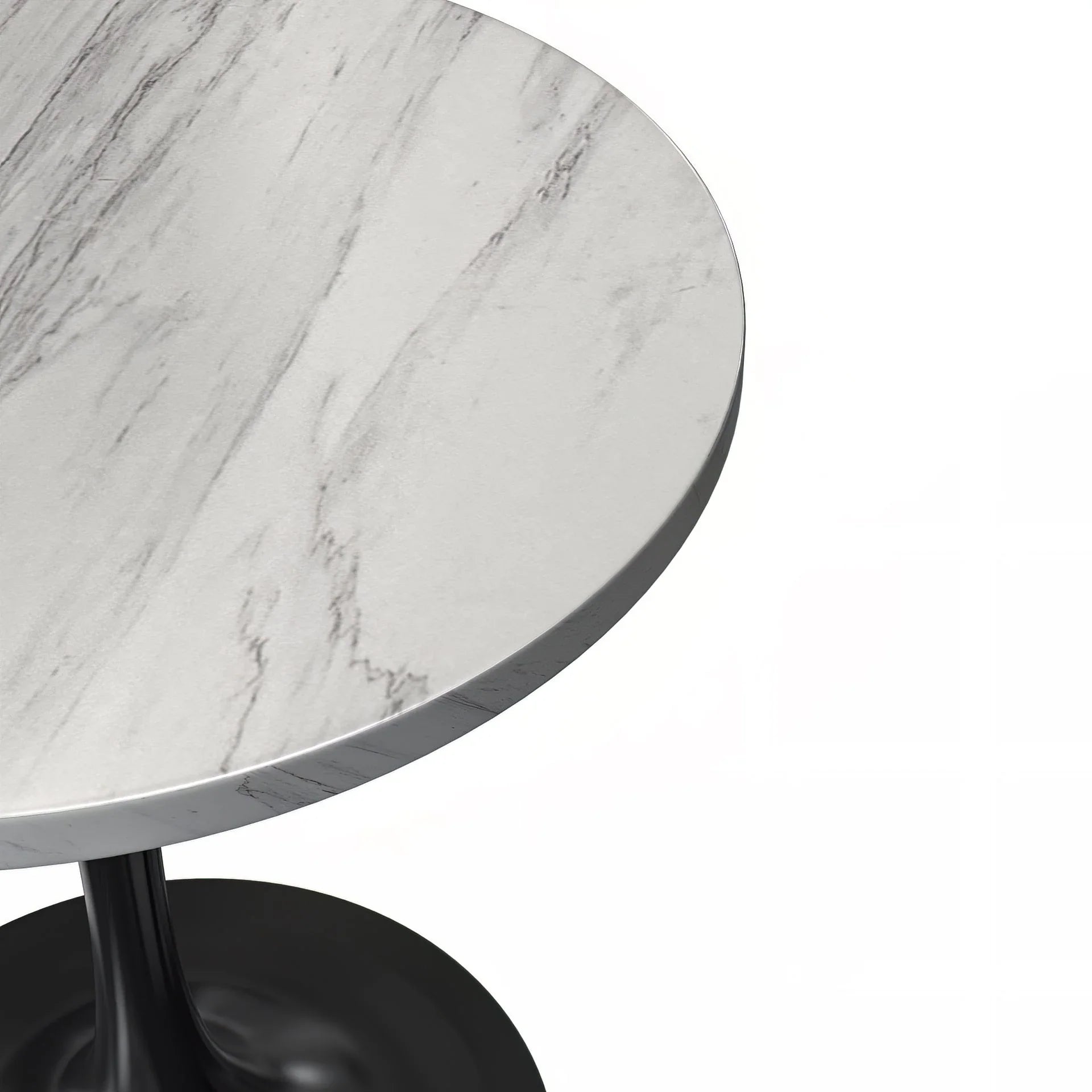 Verve Round Dining Table with MDF/Sintered Stone/Resin Tabletop in Black Stainless Steel Pedestal Base - Elax Furniture