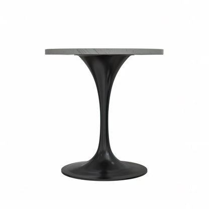 Verve Round Dining Table with MDF/Sintered Stone/Resin Tabletop in Black Stainless Steel Pedestal Base - Elax Furniture