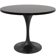 Verve Round Dining Table with MDF/Sintered Stone/Resin Tabletop in Black Stainless Steel Pedestal Base - Elax Furniture