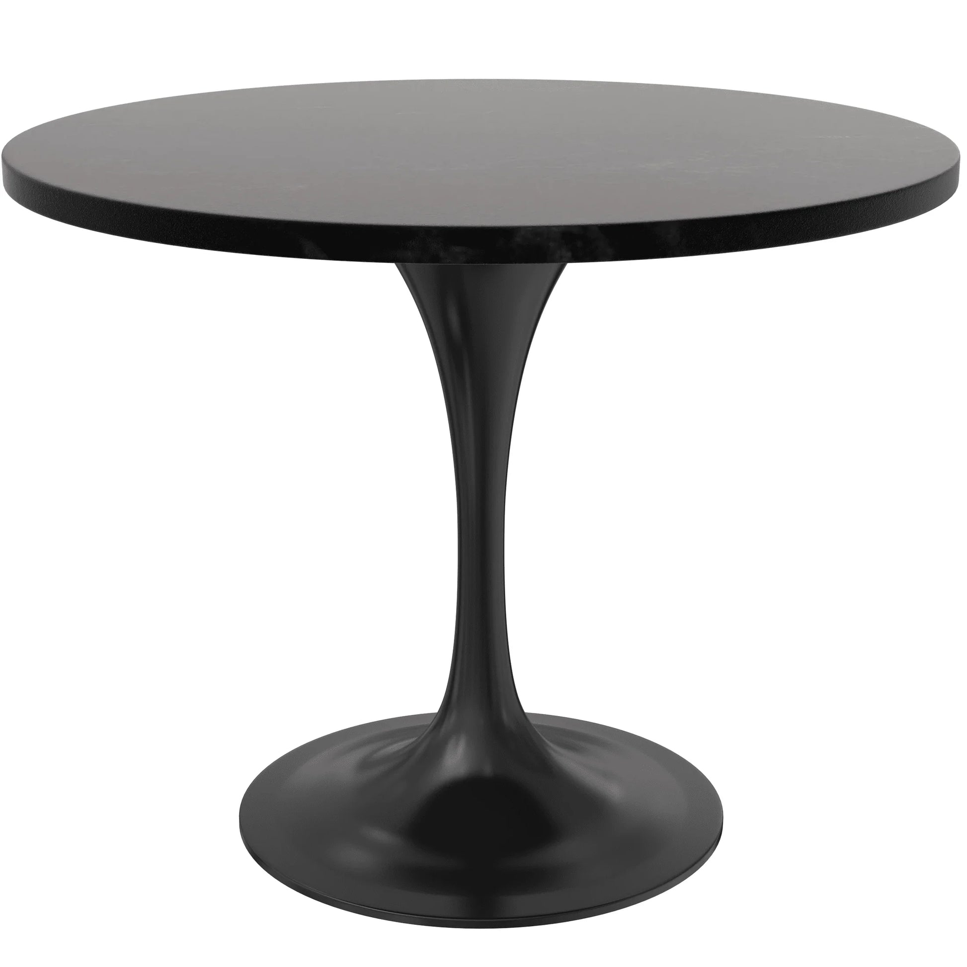 Verve Round Dining Table with MDF/Sintered Stone/Resin Tabletop in Black Stainless Steel Pedestal Base - Elax Furniture
