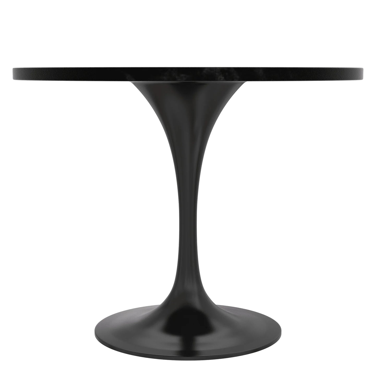 Verve Round Dining Table with MDF/Sintered Stone/Resin Tabletop in Black Stainless Steel Pedestal Base - Elax Furniture