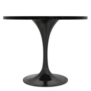Verve Round Dining Table with MDF/Sintered Stone/Resin Tabletop in Black Stainless Steel Pedestal Base - Elax Furniture