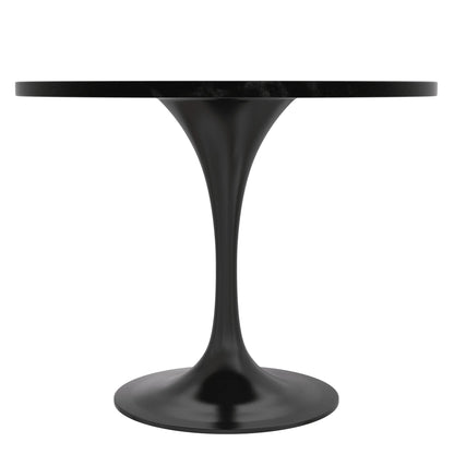 Verve Round Dining Table with MDF/Sintered Stone/Resin Tabletop in Black Stainless Steel Pedestal Base - Elax Furniture