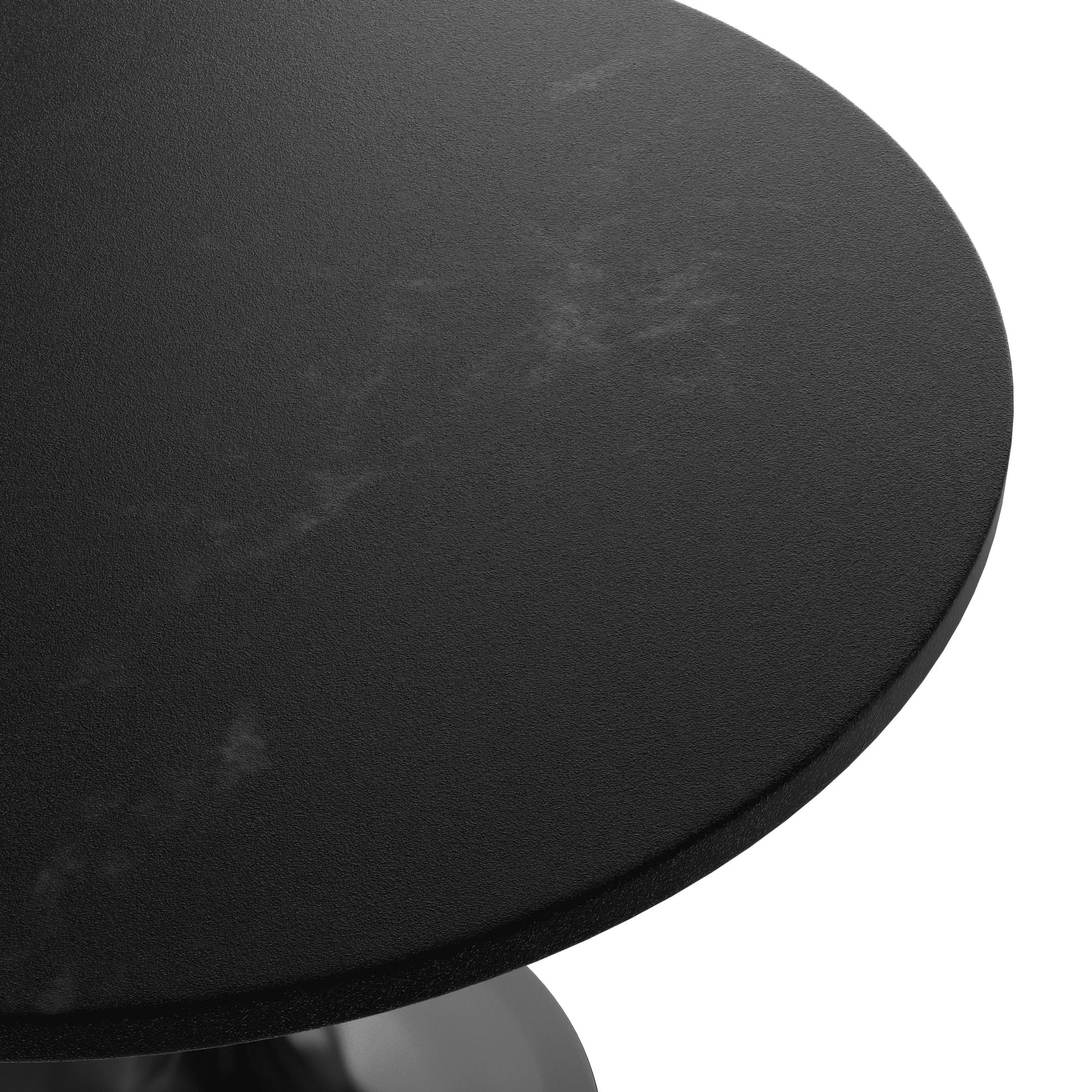 Verve Round Dining Table with MDF/Sintered Stone/Resin Tabletop in Black Stainless Steel Pedestal Base - Elax Furniture