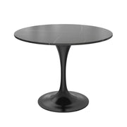 Verve Round Dining Table with MDF/Sintered Stone/Resin Tabletop in Black Stainless Steel Pedestal Base - Elax Furniture