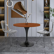 Verve Round Dining Table with MDF/Sintered Stone/Resin Tabletop in Black Stainless Steel Pedestal Base - Elax Furniture