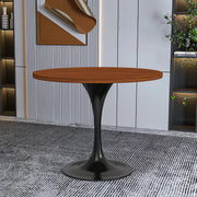 Verve Round Dining Table with MDF/Sintered Stone/Resin Tabletop in Black Stainless Steel Pedestal Base - Elax Furniture