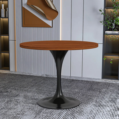 Verve Round Dining Table with MDF/Sintered Stone/Resin Tabletop in Black Stainless Steel Pedestal Base - Elax Furniture