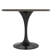 Verve Round Dining Table with MDF/Sintered Stone/Resin Tabletop in Black Stainless Steel Pedestal Base - Elax Furniture
