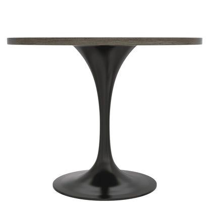 Verve Round Dining Table with MDF/Sintered Stone/Resin Tabletop in Black Stainless Steel Pedestal Base - Elax Furniture