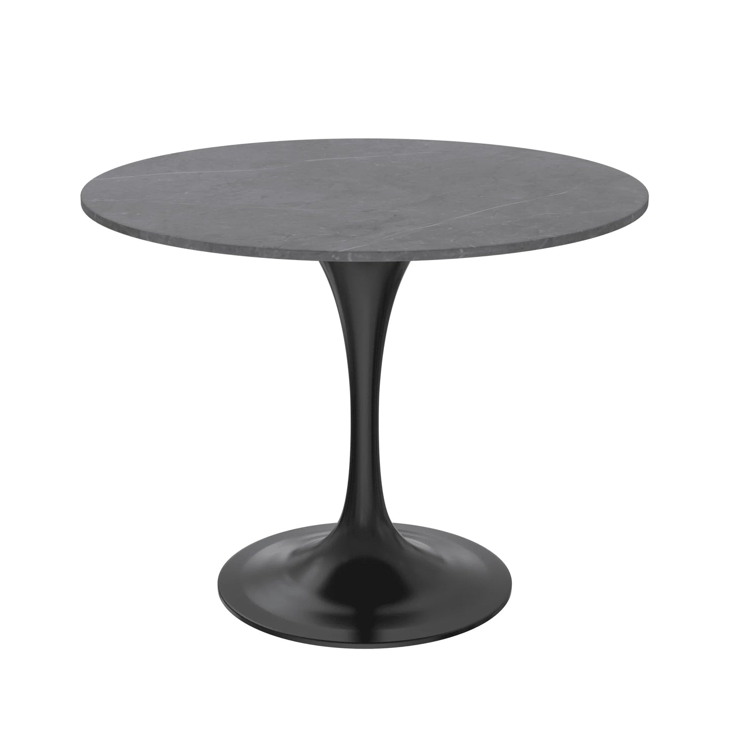 Verve Round Dining Table with MDF/Sintered Stone/Resin Tabletop in Black Stainless Steel Pedestal Base - Elax Furniture